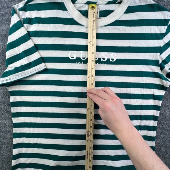 Guess Los Angeles Short Sleeve Crew Neck T Shirt Size Medium Striped Green - Picture 2 of 7